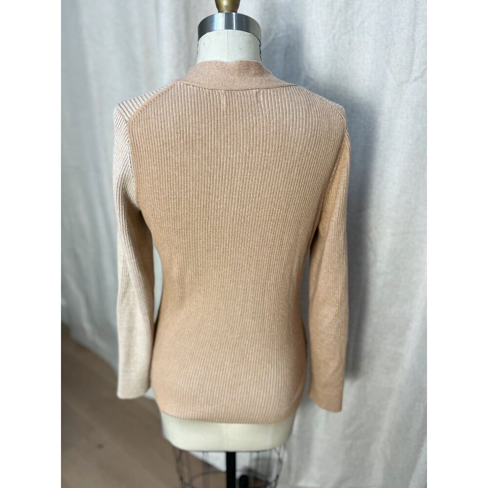 Naadam Ribbed Twist Front Sweater In Oatmeal Combo In Multi Sz M - Picture 7 of 10